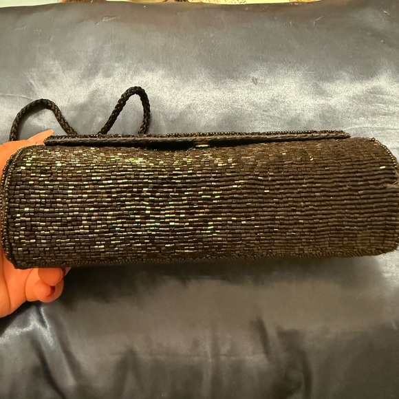 Black Long Beaded Evening Clutch - Picture 6 of 10